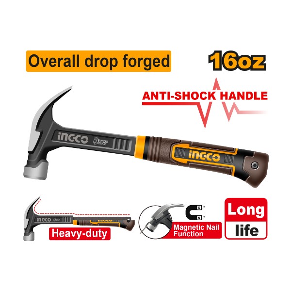 Claw hammer 16oz metal front - P6C12 | HCH81016L Ingco - Ghana