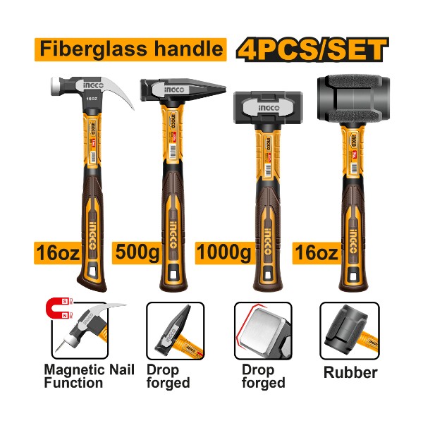 4Pcs hammer set - P1C6 | HCH9004 Ingco - Ghana