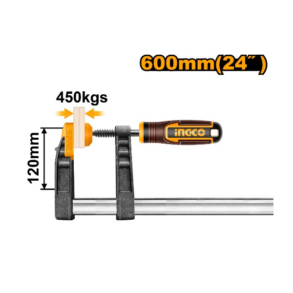 F clamp 12x60cm 24" - P1C6 | HFC021205 Ingco - Ghana