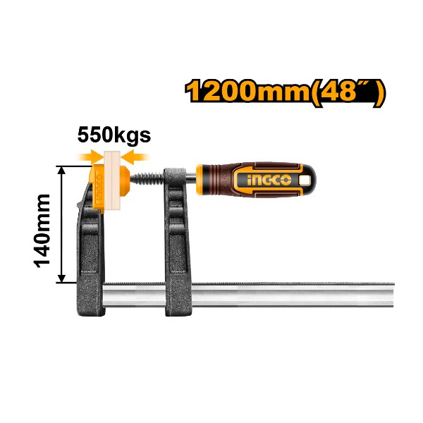 F clamp with plastic handle HFC021401 Ingco - Ghana
