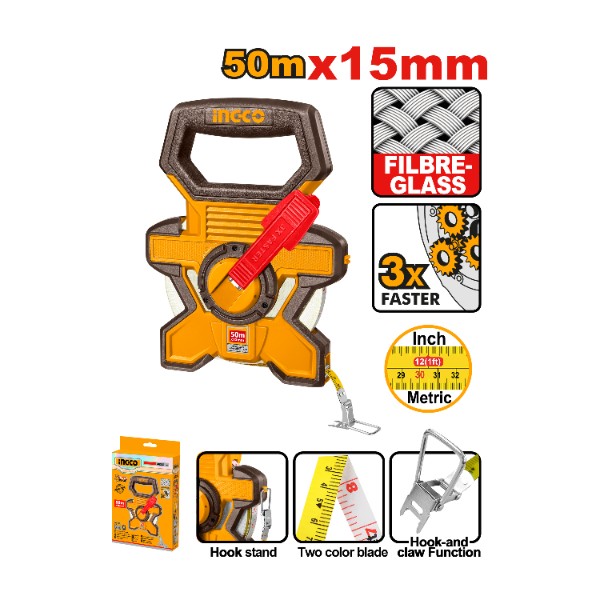 Fibreglass measuring tape 50mx15mm - P10C20 | HFMT1850 Ingco - Ghana