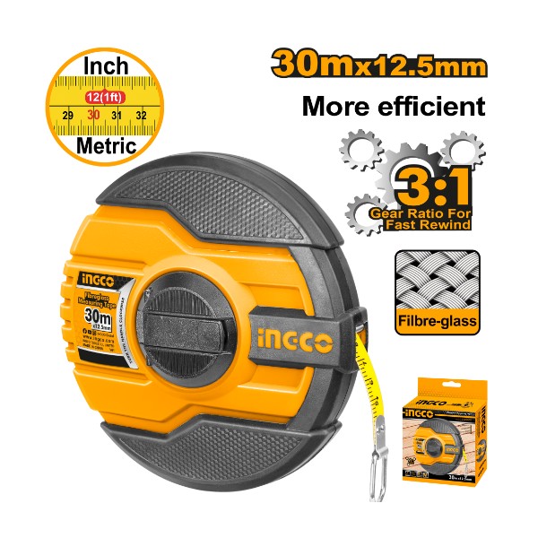 Fibreglass measuring tape 30m - P10C40 | HFMT8330 Ingco - Ghana
