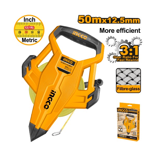 Fibreglass measuring tape 50mx12.5mm | HFMT8350 Ingco - Ghana
