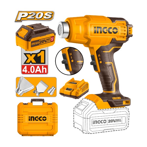 Cordless heat gun 20V
+ Battery - P1C5 - old | HGLI20025 Ingco - Ghana