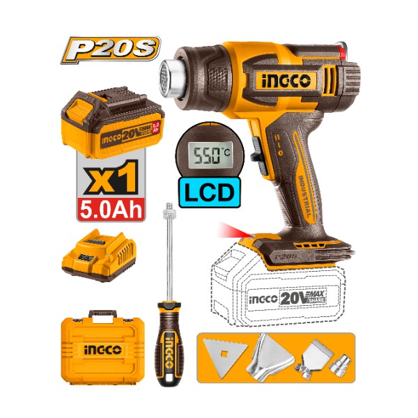 Cordless heat gun 20V
+ Battery - P1C5 | HGLI20035 Ingco - Ghana