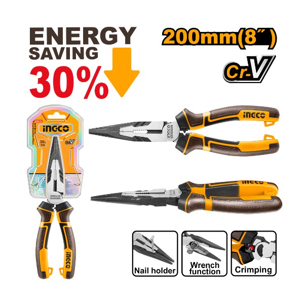 High leverage long  nose pliers HHLNP28200 Ingco - Ghana