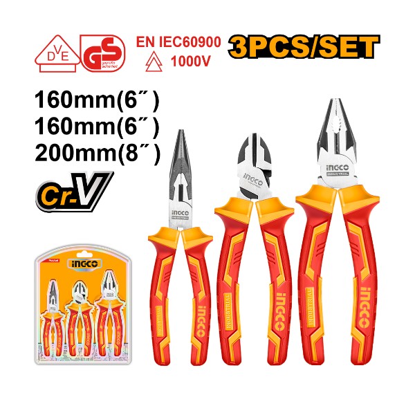3pcs Insulated Pliers Set HIKPS28318 Ingco - Ghana