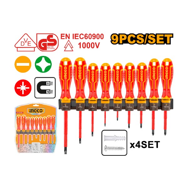 9 Pcs insulated screwdriver set - C24 | HKISD0908 Ingco - Ghana