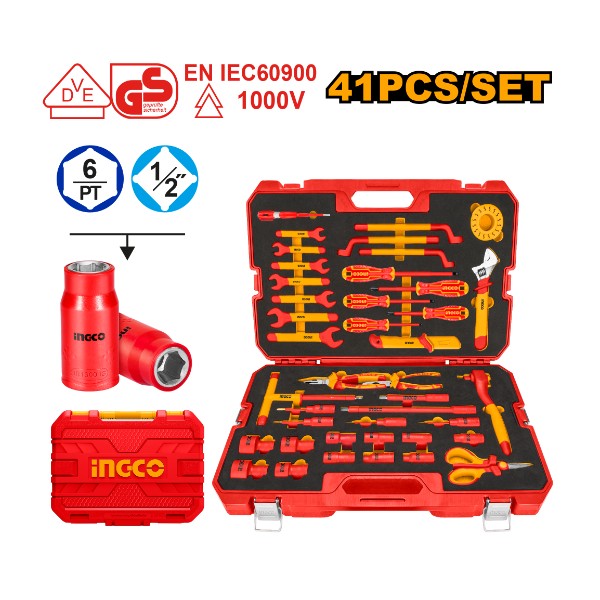 41PCS Insulated Hand Tools Set HKITH4101 Ingco - Ghana