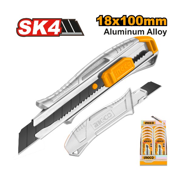 Snap-off blade knife 18x100mm Aluminium Body - P12 | HKNS11807 Ingco - Ghana