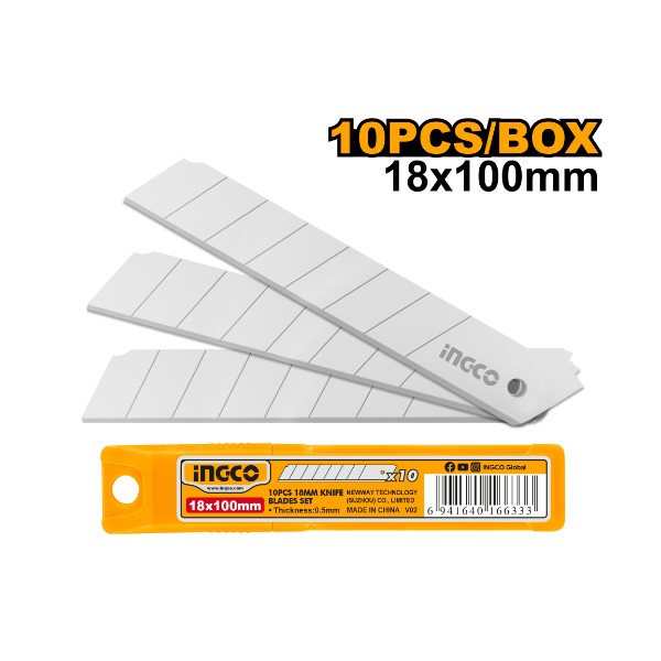 10 Pcs 18mm Knife Blades Set HKNSB112 Ingco - Ghana