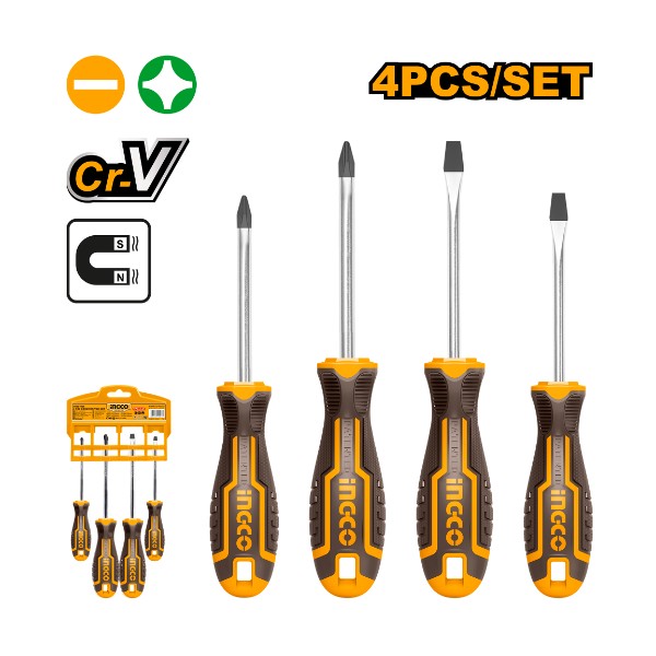 4 Pcs Screwdriver Set HKSD0428 Ingco - Ghana