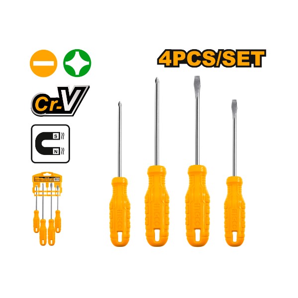 4Pcs Screwdriver Set HKSD0458 Ingco - Ghana