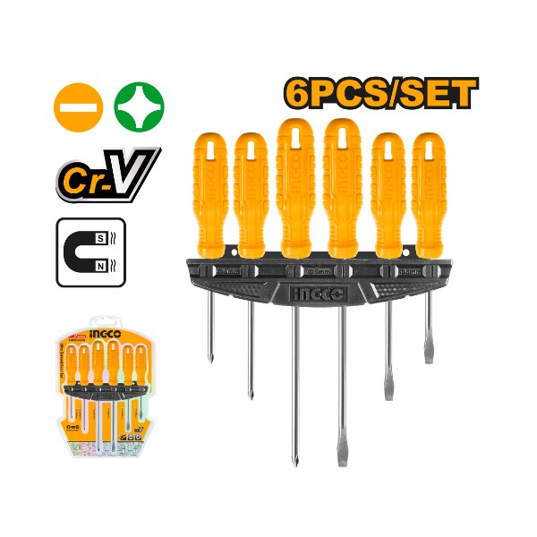 6Pcs Screwdriver Set HKSD0658 Ingco - Ghana