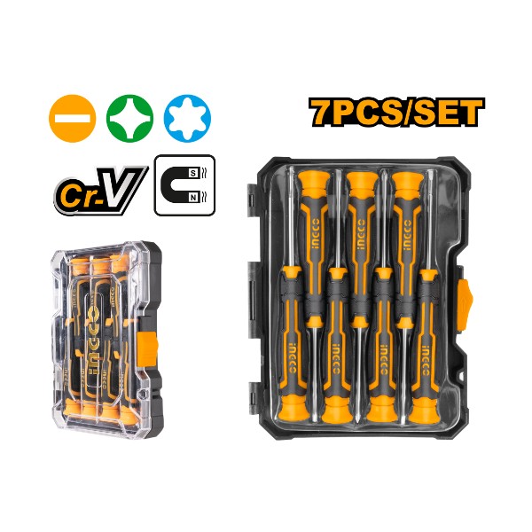 7Pcs Precision Screwdriver Set HKSD0718 Ingco - Ghana