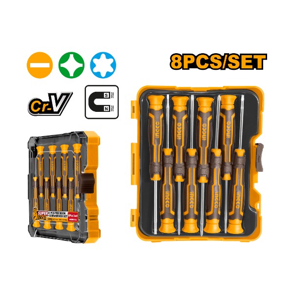 8 Pcs precision screwdriver set - P6C60 | HKSD0818 Ingco - Ghana