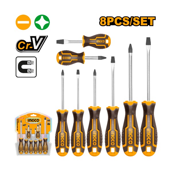 8 Pcs screwdriver set CRV - P5C20 | HKSD0828 Ingco - Ghana