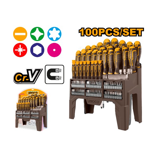 100 Pcs screwdriver set HKSD10028 Ingco - Ghana