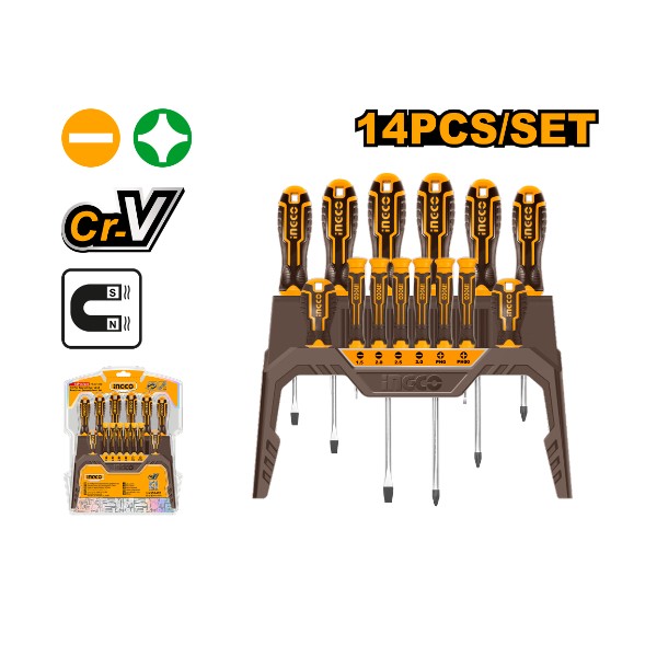 14 Pcs Screwdriver and Precision Screwdriver Set HKSD1428 Ingco - Ghana