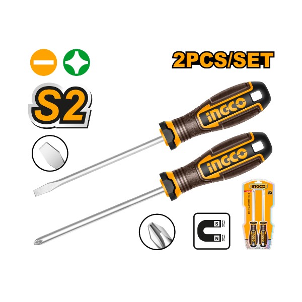 2 Pcs screwdriver set S2 - P10C30 | HKSDS0228 Ingco - Ghana