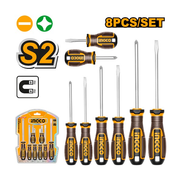 8 Pcs screwdriver set HKSDS0828 Ingco - Ghana