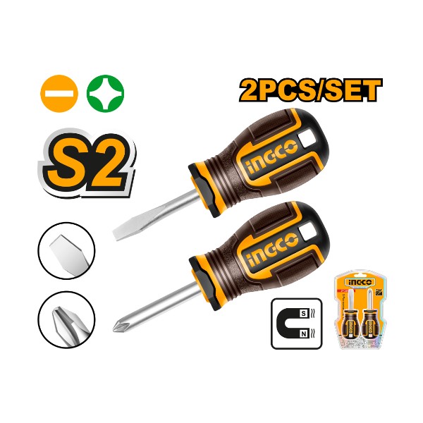 2 Pcs screwdriver set 38mm S2 - P12C72 | HKSDS2228 Ingco - Ghana
