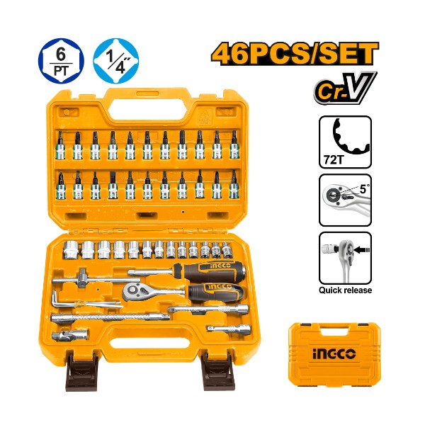 46 Pcs 1/4" socket set - P1C6 | HKTS14462 Ingco - Ghana