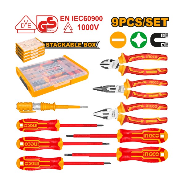 9 Pcs Insulated Hand Tools Set HKTV01H091 Ingco - Ghana