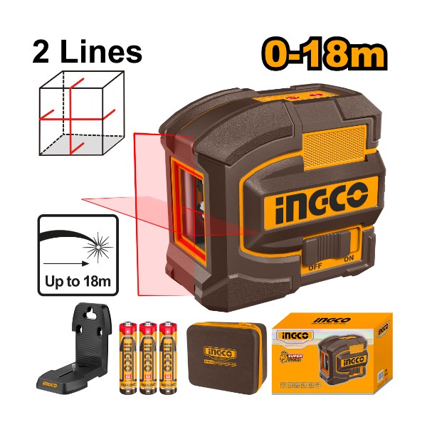 Self-leveling line laser red 18m 2 lines - P1C20 | HLL156503 Ingco - Ghana