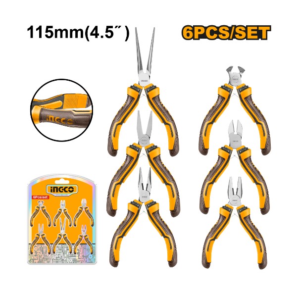 6pcs Mini Pliers Set HMPS06115 Ingco - Ghana