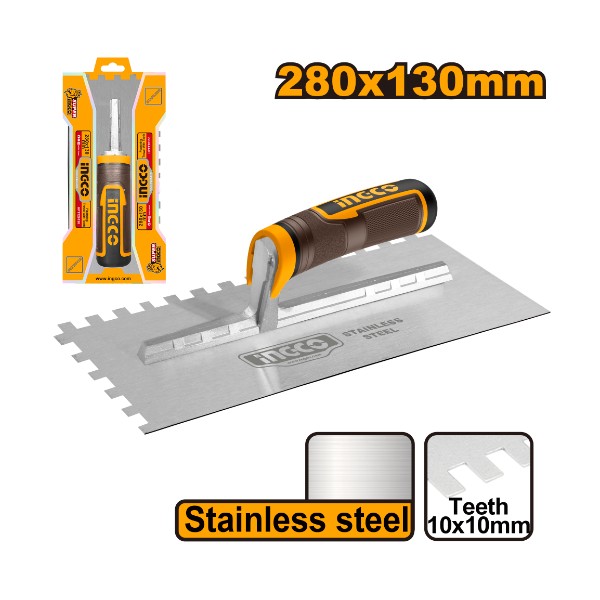 Plastering trowel with teeth rubber gandle 280x130mm - C40 | HPTT28138 Ingco - Ghana
