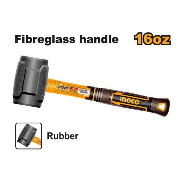 Rubber hammer black 16oz 450g -P6C24 | HRUH8816 Ingco - Ghana
