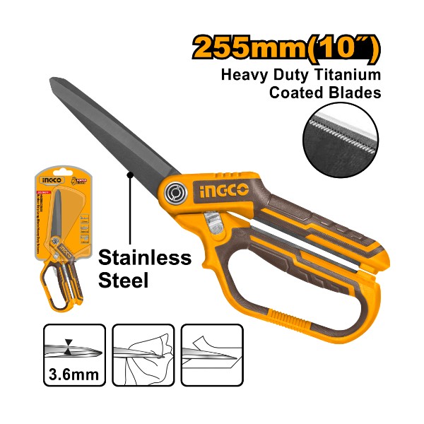 Rubber grip long-blade heavy duty scissors HSCRS832558 Ingco - Ghana