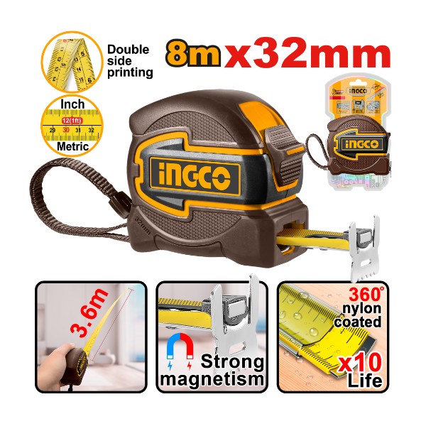 Steel measuring tape 8mx32mm - P6C24 | HSMT80832 Ingco - Ghana