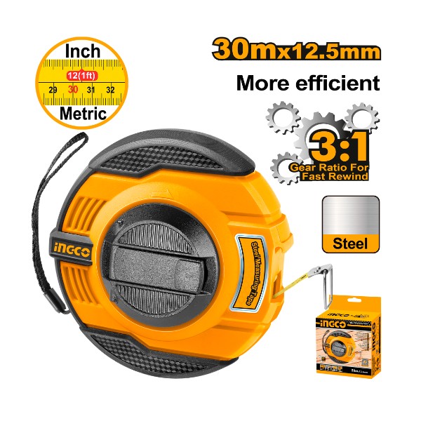 Steel measuring tape 30mx12.5mm - P10C40 | HSMT8430 Ingco - Ghana