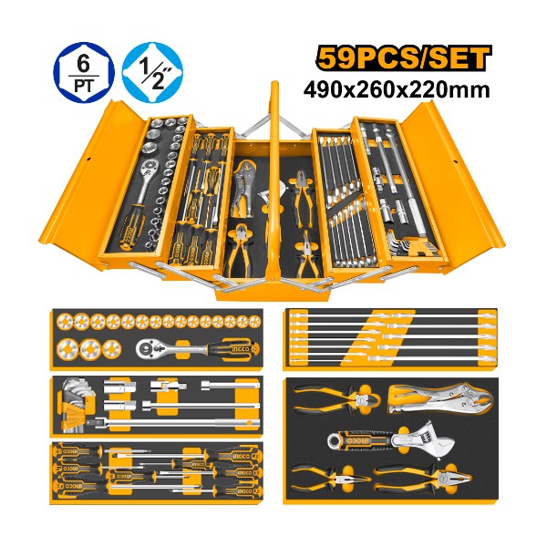 59 Pcs Tool Chest Set HTCS15591 Ingco - Ghana