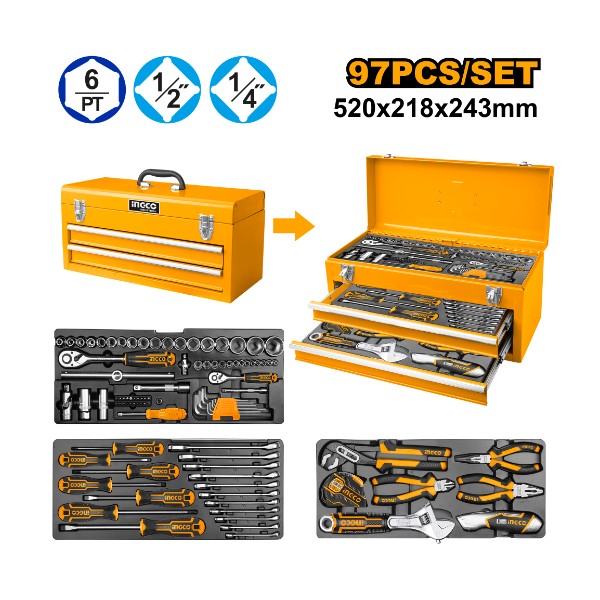 97 Pcs Tool Chest Set HTCS220971 Ingco - Ghana