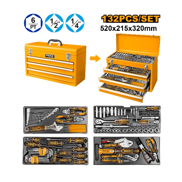 132 Pcs tool chest set - P1 | HTCS221321 Ingco - Ghana