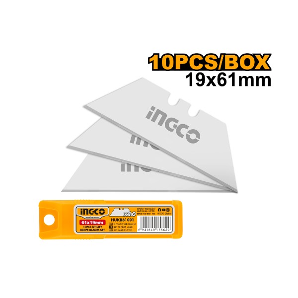 10 Pcs Utility Knife Blades Set HUKB61001 Ingco - Ghana