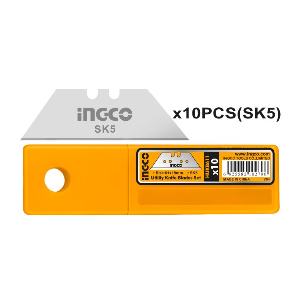 10 Pcs Utility Knife Blades Set HUKB611 Ingco - Ghana