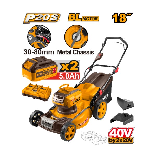 Cordless lawn mower 40V 18" + 2 Battery - PC1 | LMLI20186 Ingco - Ghana
