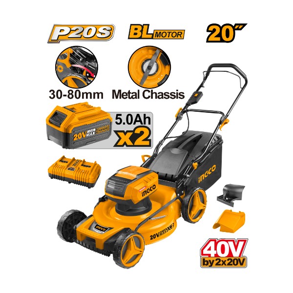 Lithium-Ion lawn mower 40V with 2 batteries - C1 | LMLI20202 Ingco - Ghana
