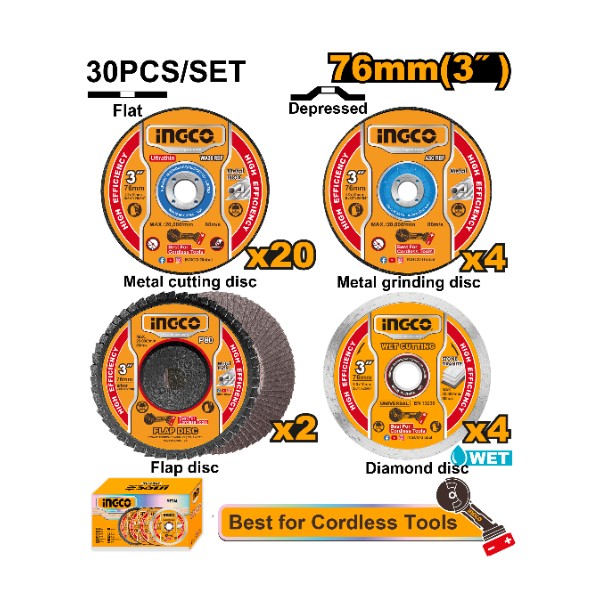 Cutting and grinding  disc set MCD07630 Ingco - Ghana