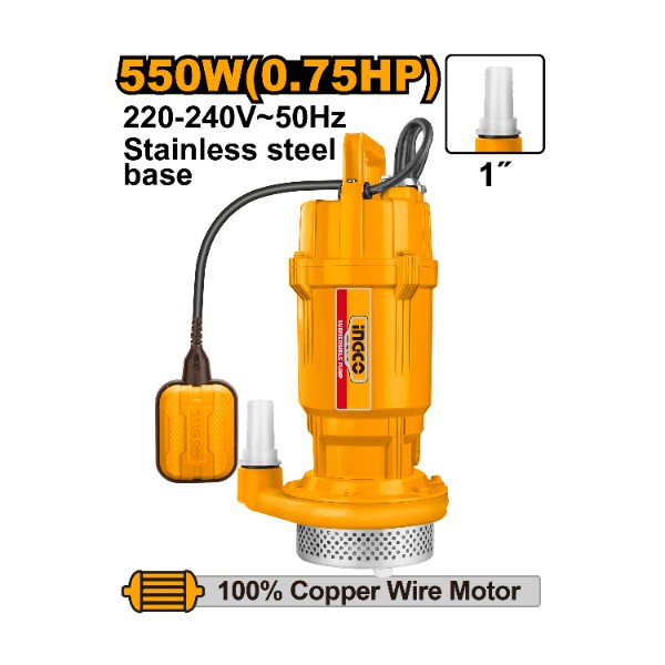 Submersible pump 550W 0.75HP Stainless steel | SPC5508 Ingco - Ghana