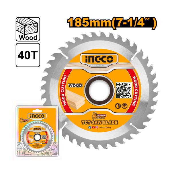 TCT saw blade 7.25" 40T - P25C50 | TSB118515 Ingco - Ghana