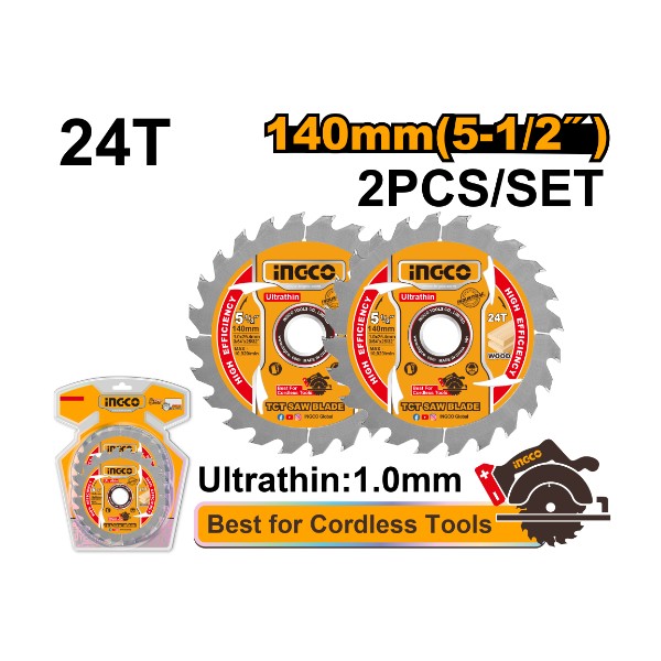 Ultra-thin TCT saw blade set 5.5" 24T - P25C50 | TSB1403 Ingco - Ghana