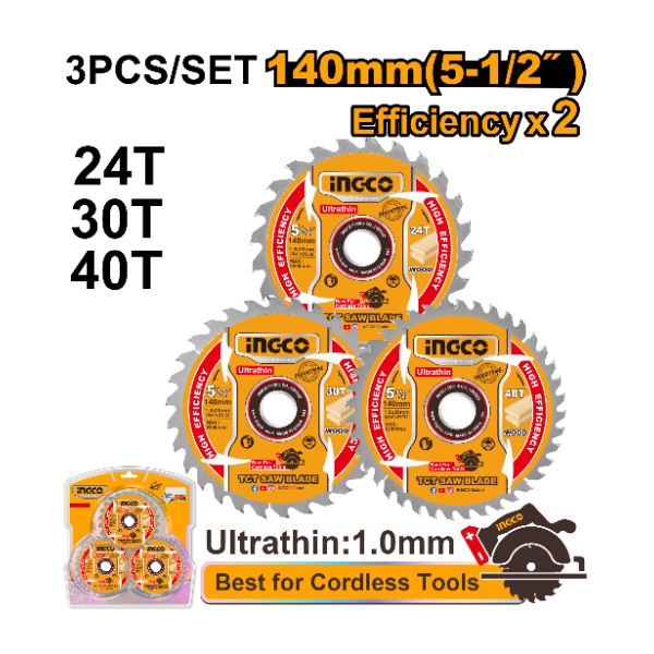 Ultra-thin TCT saw blade 3pcs set 5.5" - P15C30 | TSB4003 Ingco - Ghana