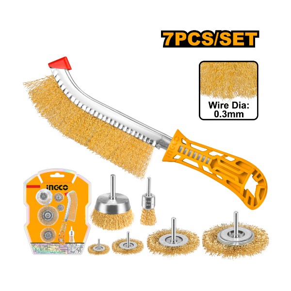 7 Pcs Wire Brush Set WB10071 Ingco - Ghana