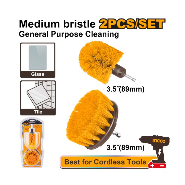 2 Pcs Medium bristle  brush set WCBM2335 Ingco - Ghana