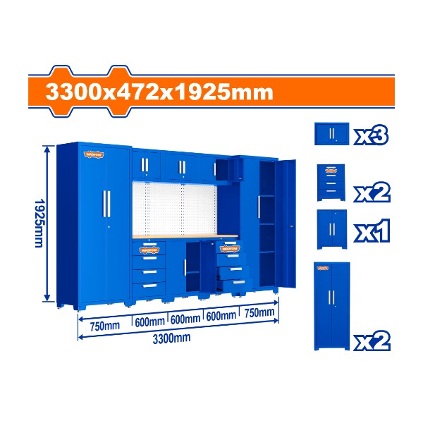 Heavy-duty modular garage cabinets WCS3A08 Wadfow - Ghana